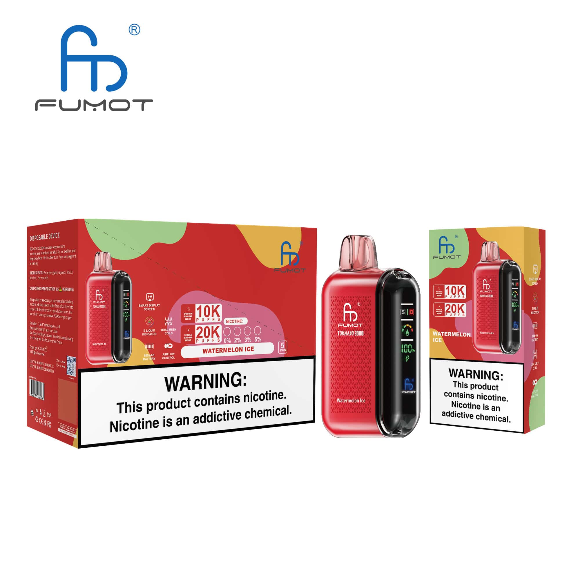 Fumot Tornado 20000 Watermelon Ice Einweg-Vape | Dual-Motor-System