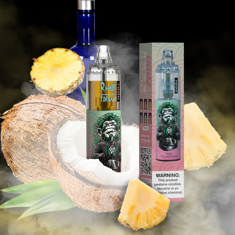 randm tornado pina colada rum Randm Tornado 7000 0mg Pina Colada Rum 7000 Disposable – Royal Vapes main image 1