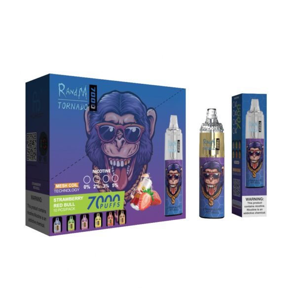 RandM Tornado 7000 Strawberry Red Bull – Image 3