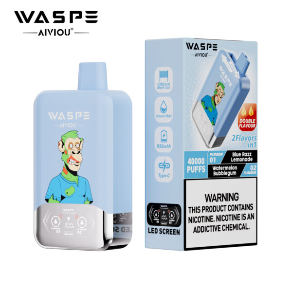 WASPE AIVIOU 40000 Blue Razz Lemonade/Watermelon Bubblegum - Billede 2