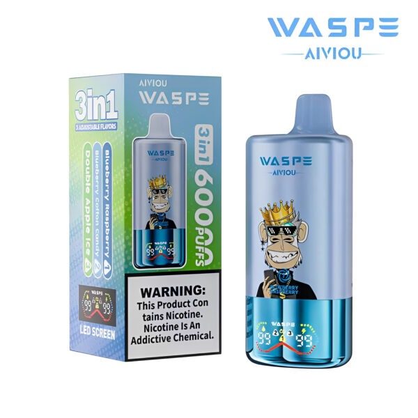 WASPE AIVIOU 60000 Blueberry Raspberry/Blueberry Cotton Candy/Double Apple Ice – Bild 2