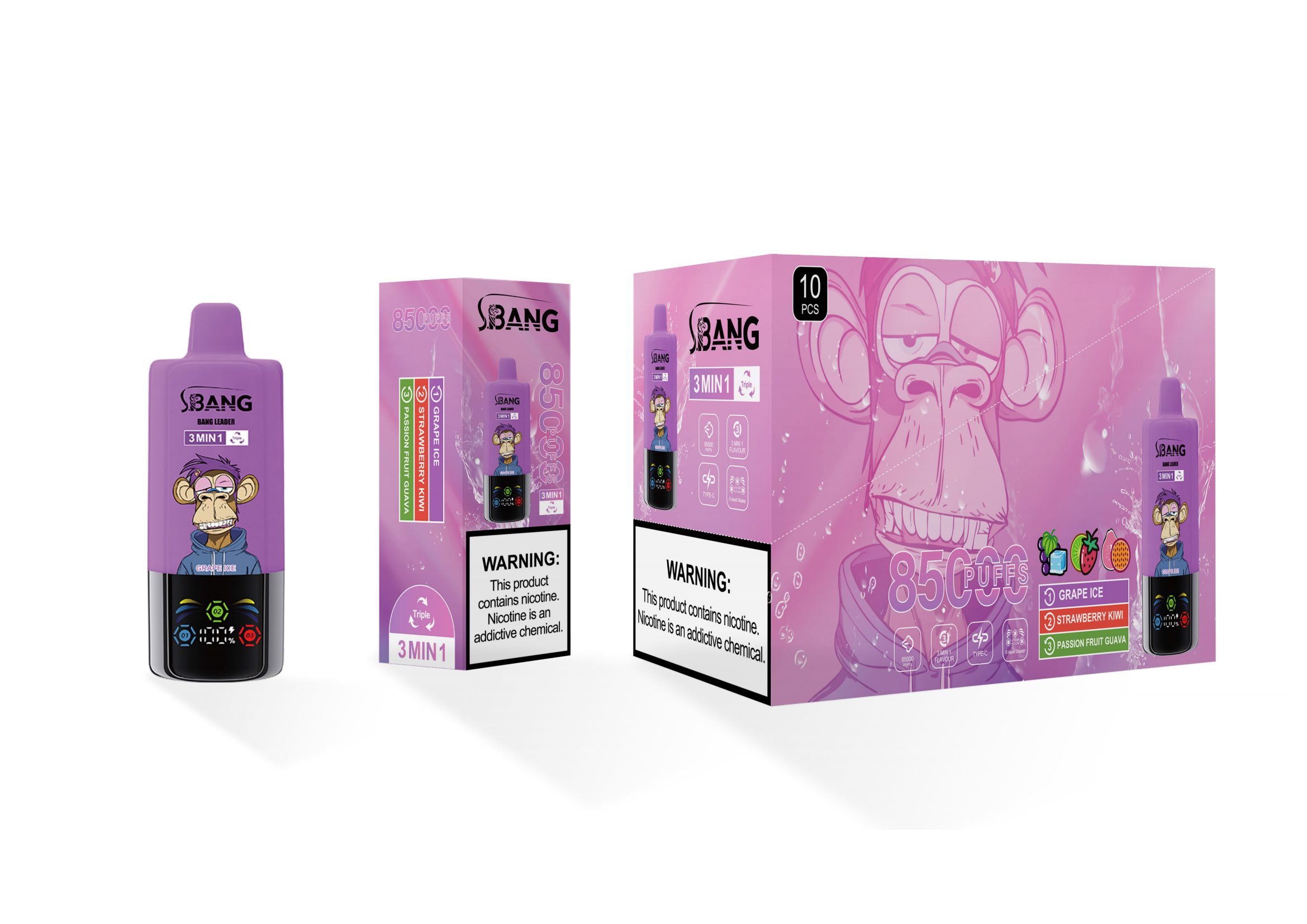 Bang Leader 85000 Grape Ice/Strawberry Kiwi/Passion Fruit Guava