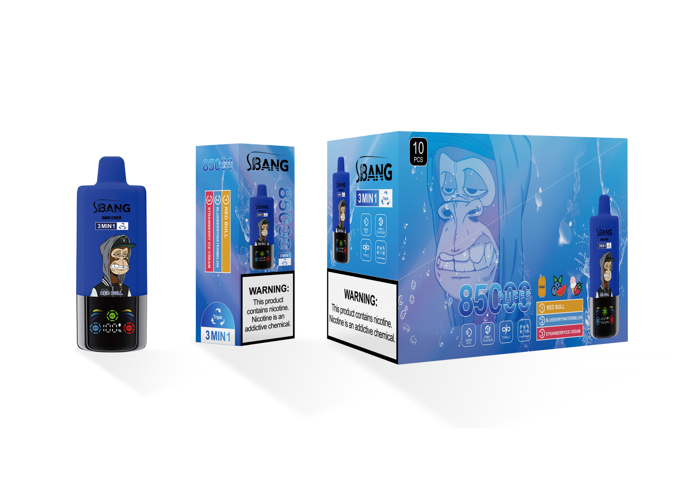 Bang Leader 85000 Red Bull/Blueberry Watermelon/Strawberry Ice Cream