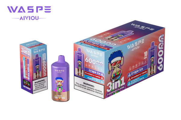 WASPE AIVIOU 60000 Grape Ice/Strawberry Candy/Strawberry Raspberry Cherry – Bild 3