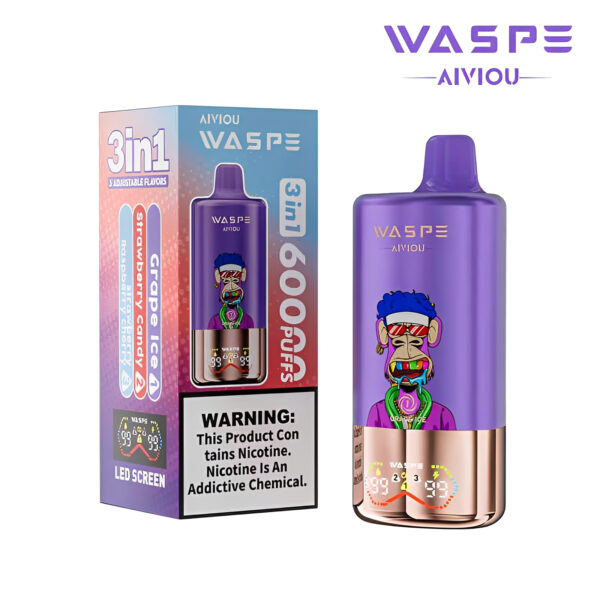 WASPE AIVIOU 60000 Grape Ice/Strawberry Candy/Strawberry Raspberry Cherry – Bild 2