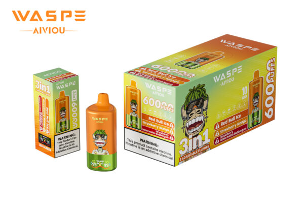 WASPE AIVIOU 60000 Red Bull Ice/Strawberry Mango/Strawberry Watermelon Bubblegum – Bild 3