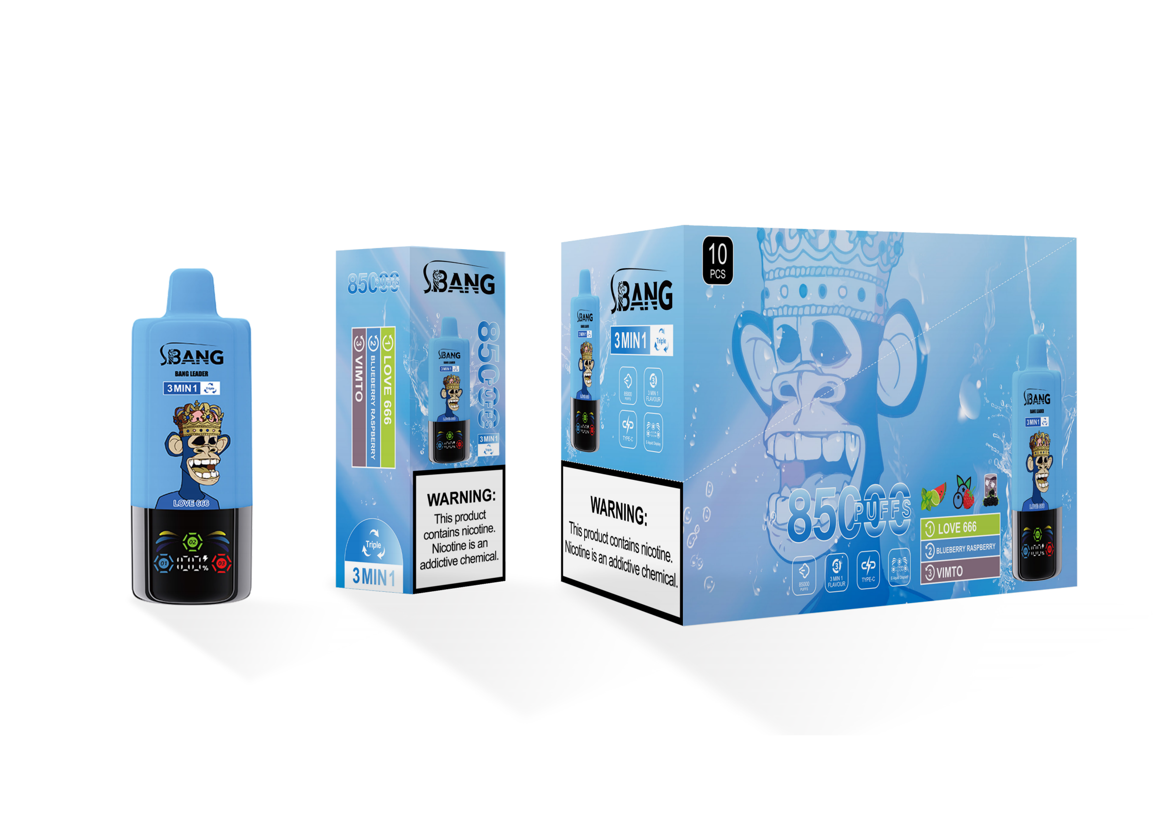 Bang Leader 85000 Love 666/Blueberry Raspberry/Vimto