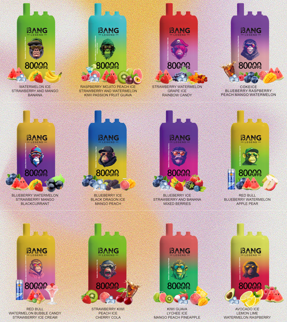 Bang Legend 80000 Strawberry Watermelon/Grape Ice/Rainbow Candy Einweg-Vape Bang Legend 80000 Strawberry Watermelon/Grape Ice/Rainbow Candy Einweg-Vape