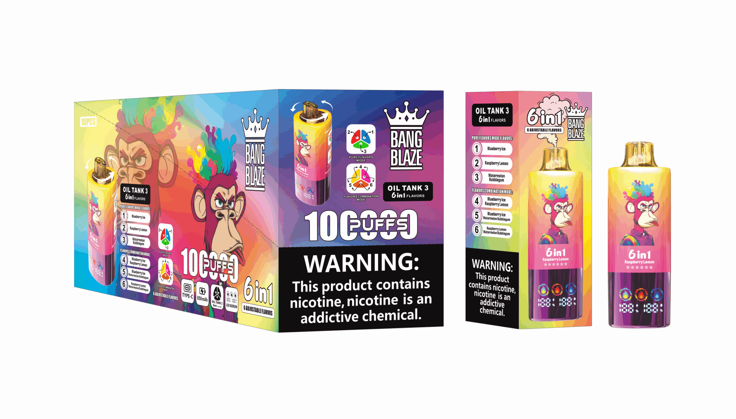 Bang Blaze 100000 Blueberry Ice/Raspberry Lemon/Watermelon Bubblegum