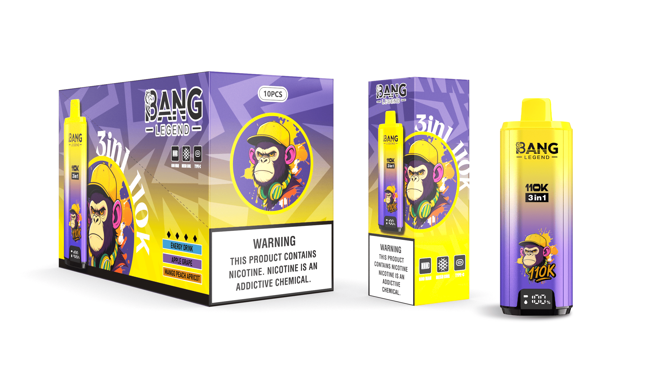 Bang Legend 110k energydrlnk/apple grape/mango peach apricot