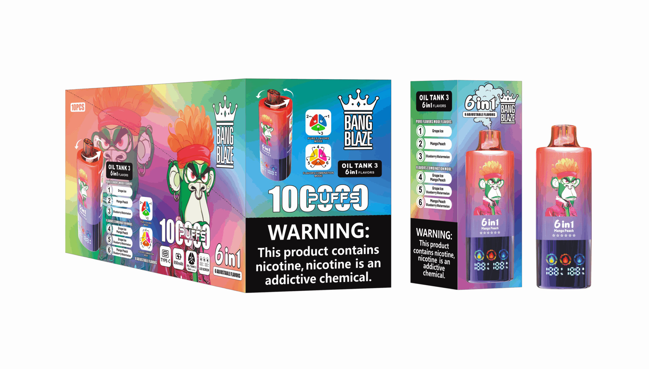 Bang Blaze 100000 Grape Ice/Mango Peach/Blueberry Watermelon