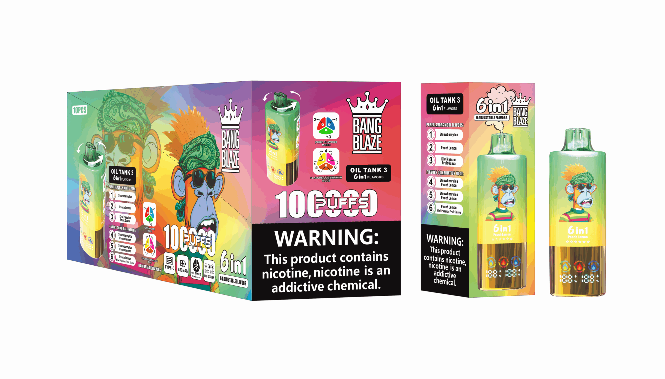 Bang Blaze 100000 Strawberry Ice/Peach Lemon/Kiwi Passion Fruit Guava
