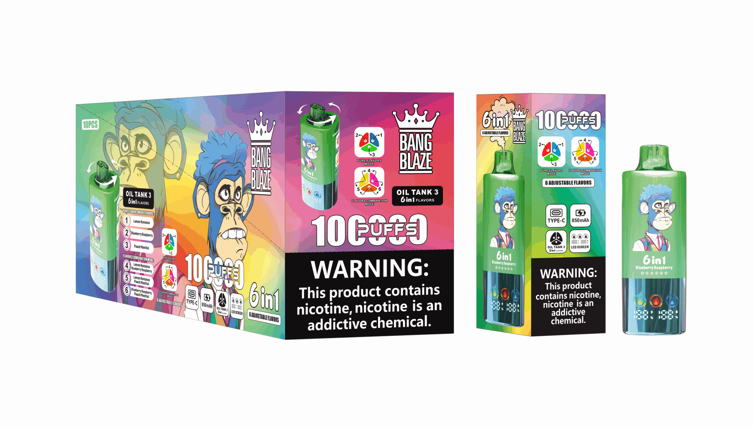 Bang Blaze 100000 Lemon Romance/Blueberry Raspberry/Peach Menthol