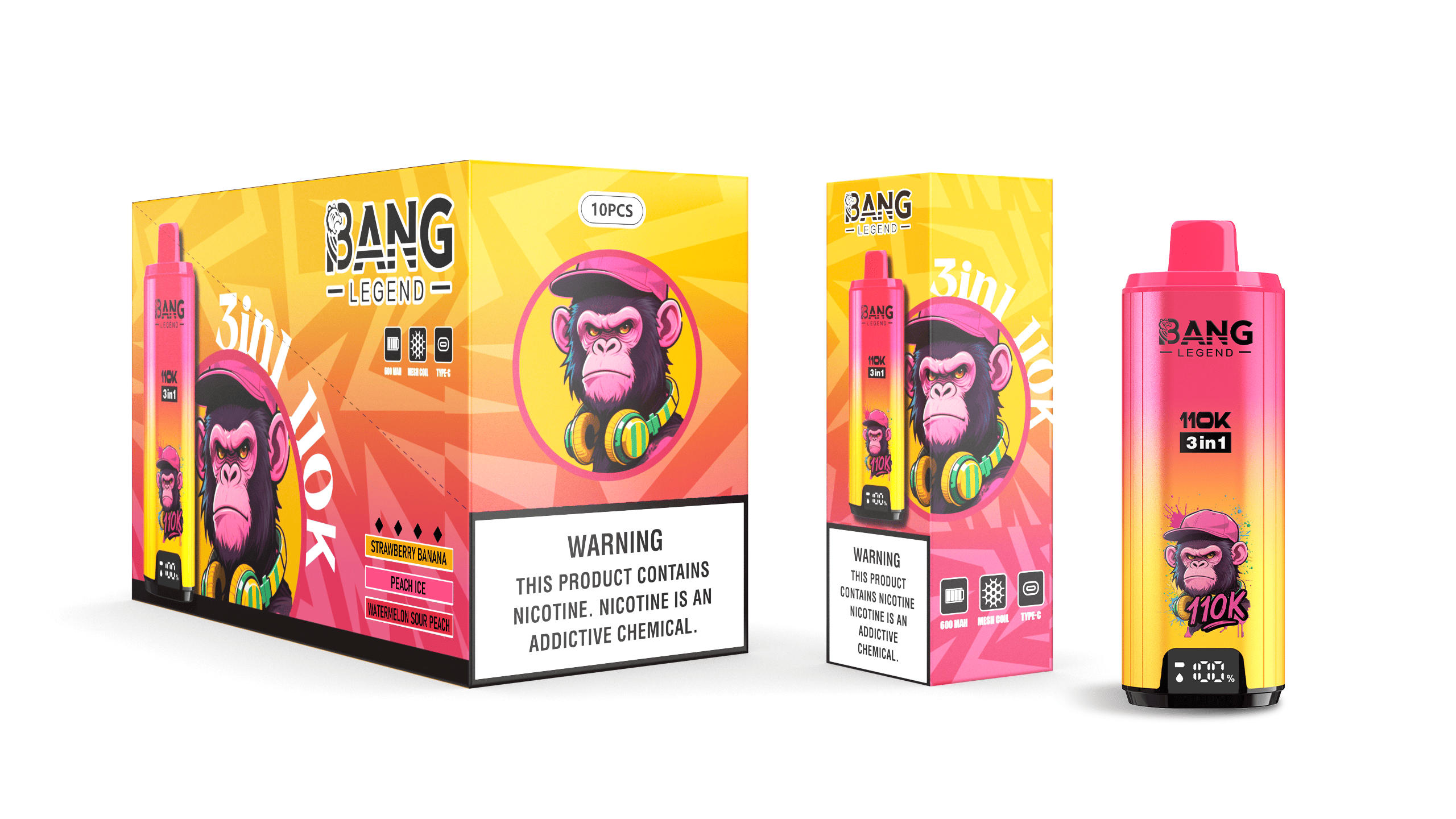 Bang Legend 110k strawberry banana/peach ice/watermelon sour peach