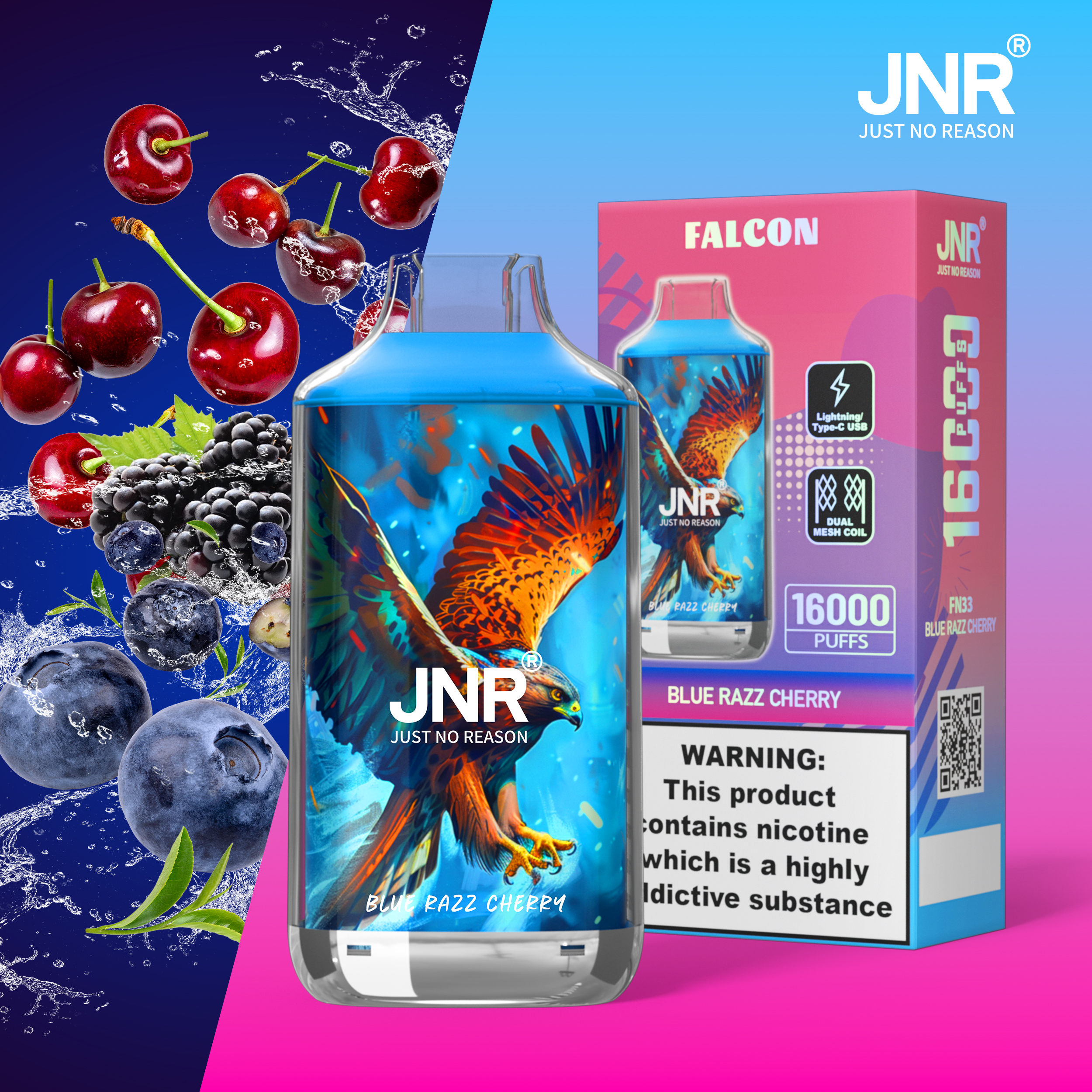 JNR Falcon 16000 Blue Razz Cherry