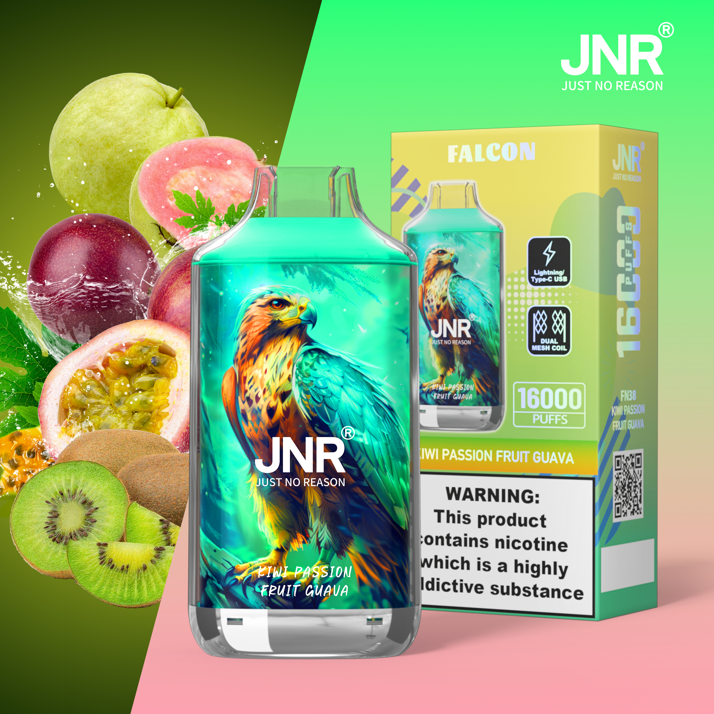 JNR Falcon 16000 Kiwi Passion Fruit Guava