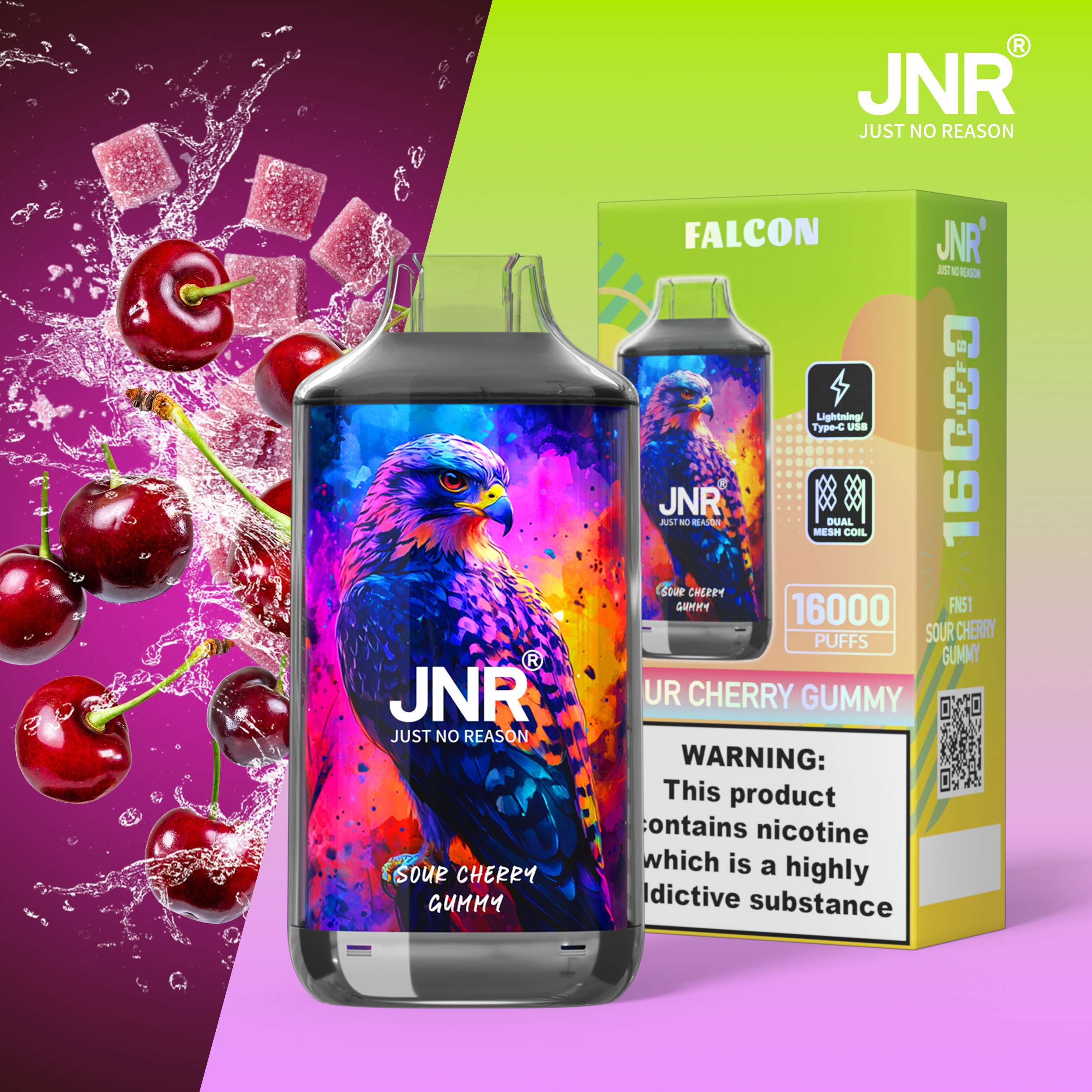 JNR Falcon 16000 Sour Cherry Gummy