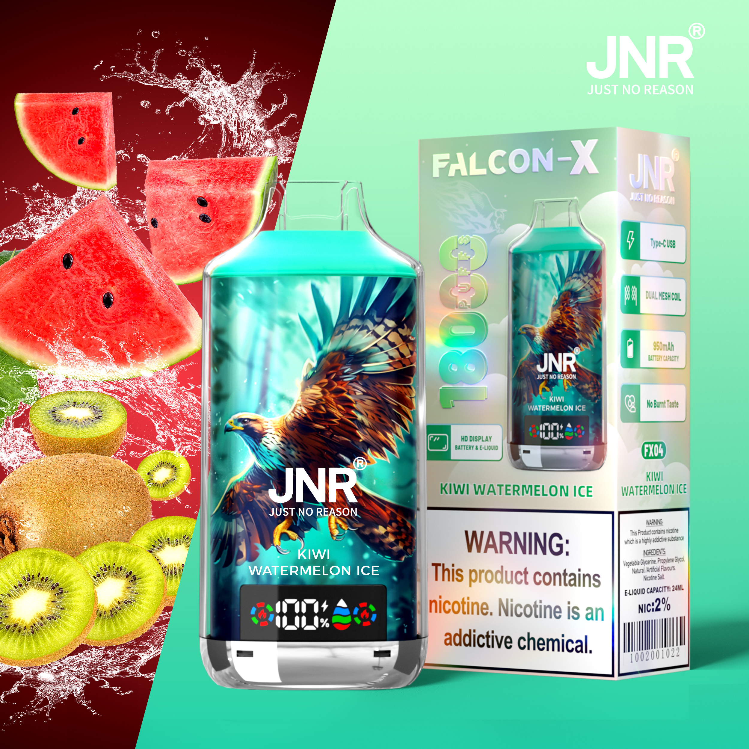 JNR Falcon X 18000 Kiwi Watermelon Ice