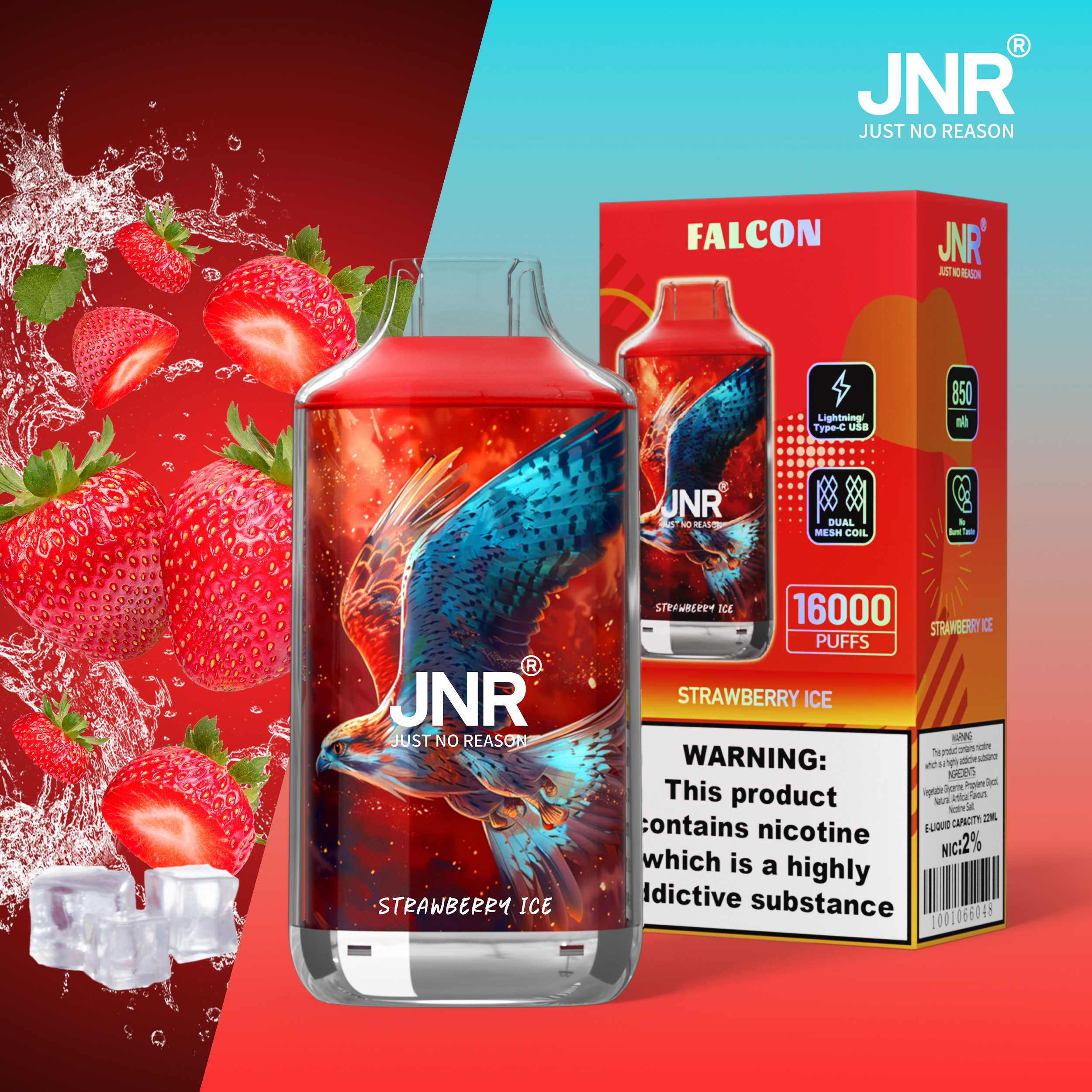 JNR Falcon 16000 Strawberry Red Bull