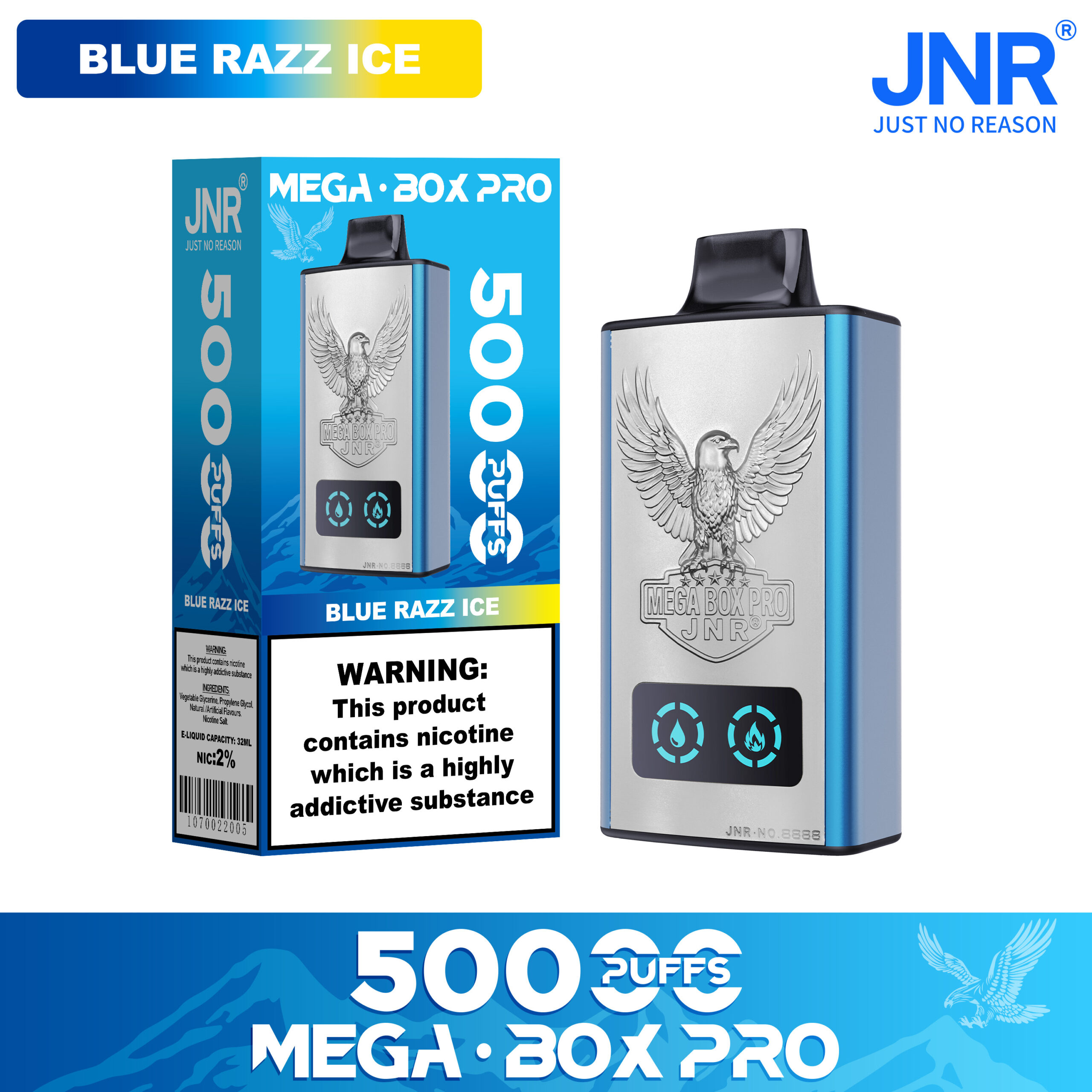 JNR Mega Box Pro 50000 Blue Razz Ice