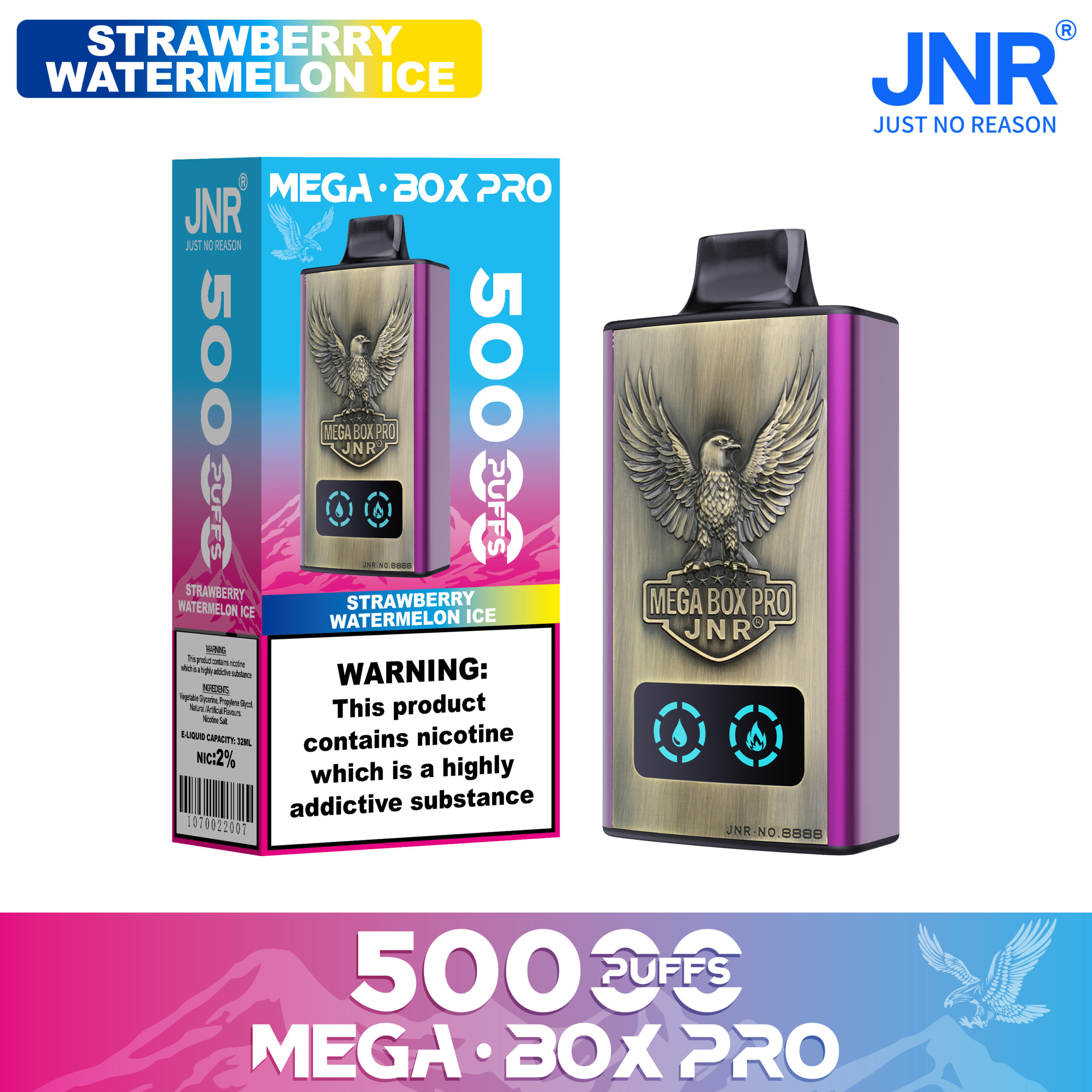 JNR Mega Box Pro 50000 Strawberry Watermelon Ice